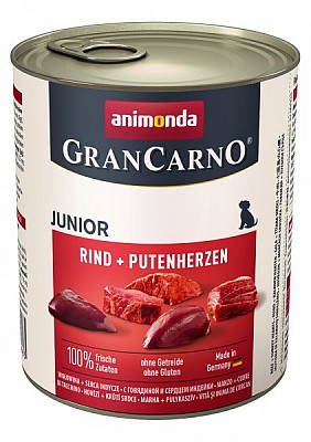 GranCarno Junior hovězí a krůtí srdce 800g